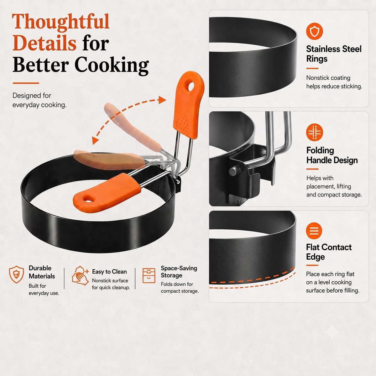 Egg Rings for Griddle, 6-Piece Set, 3.5-Inch and 6-Inch Sizes