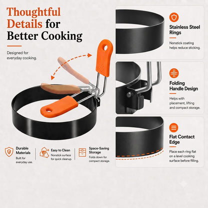 Egg Rings for Griddle, 6-Piece Set, 3.5-Inch and 6-Inch Sizes