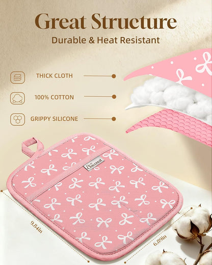 100% Cotton Potholders Textured Soft Silicone Grip Daisy Gingham