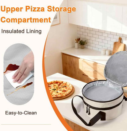 Trunab Round Double Insulated Casserole Carrier, Pie Carriers for Transport, Casserole Dish Carrier Bag for Hot or Cold Food, Wavy Texture, for Camping, Picnics, Party