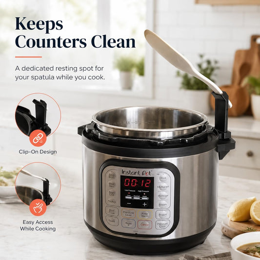 SplashNColor Spatula Holder for Instant Pot – Snap-On Utensil Rest That Attaches to Handle | Keeps Kitchen Counters Clean | Multi-Cooker Cooking Accessory Organizer