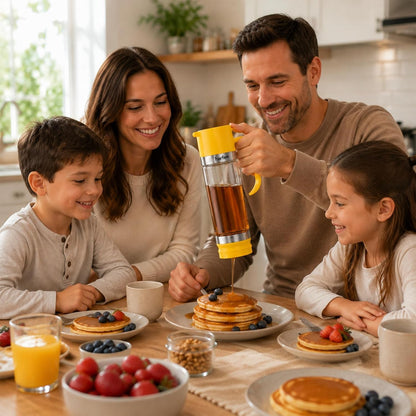 No Drip Glass Honey Dispenser - 9oz Leak Proof Syrup Container with Trigger
