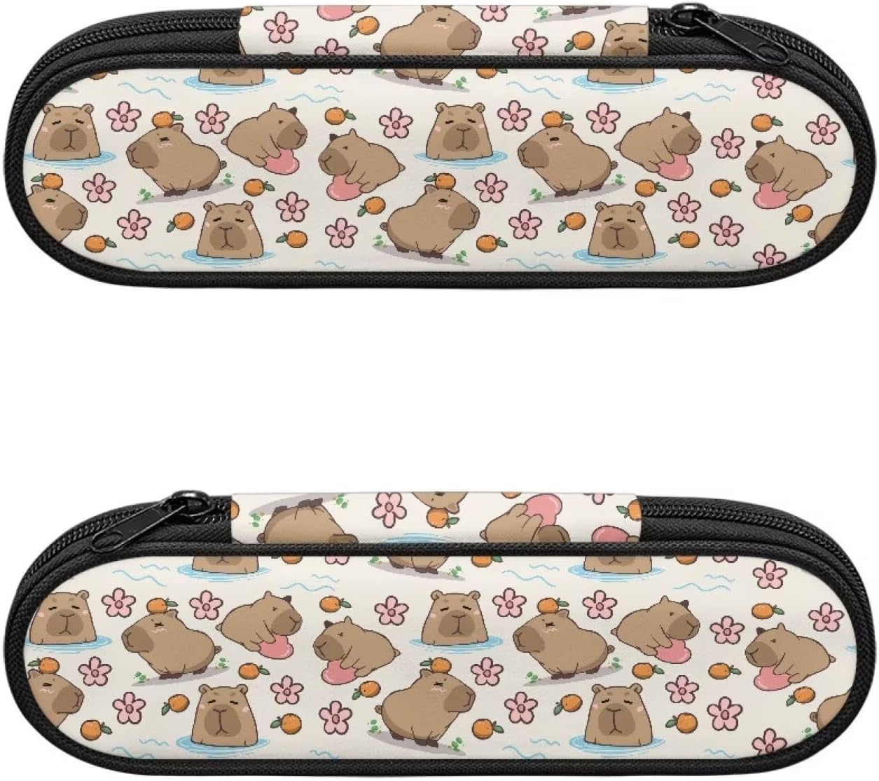 Travel Cutlery Set with Case for Kids Portable Utensil Case Reusable Silverware Pouch for School Travel Lunch Capybara Flower
