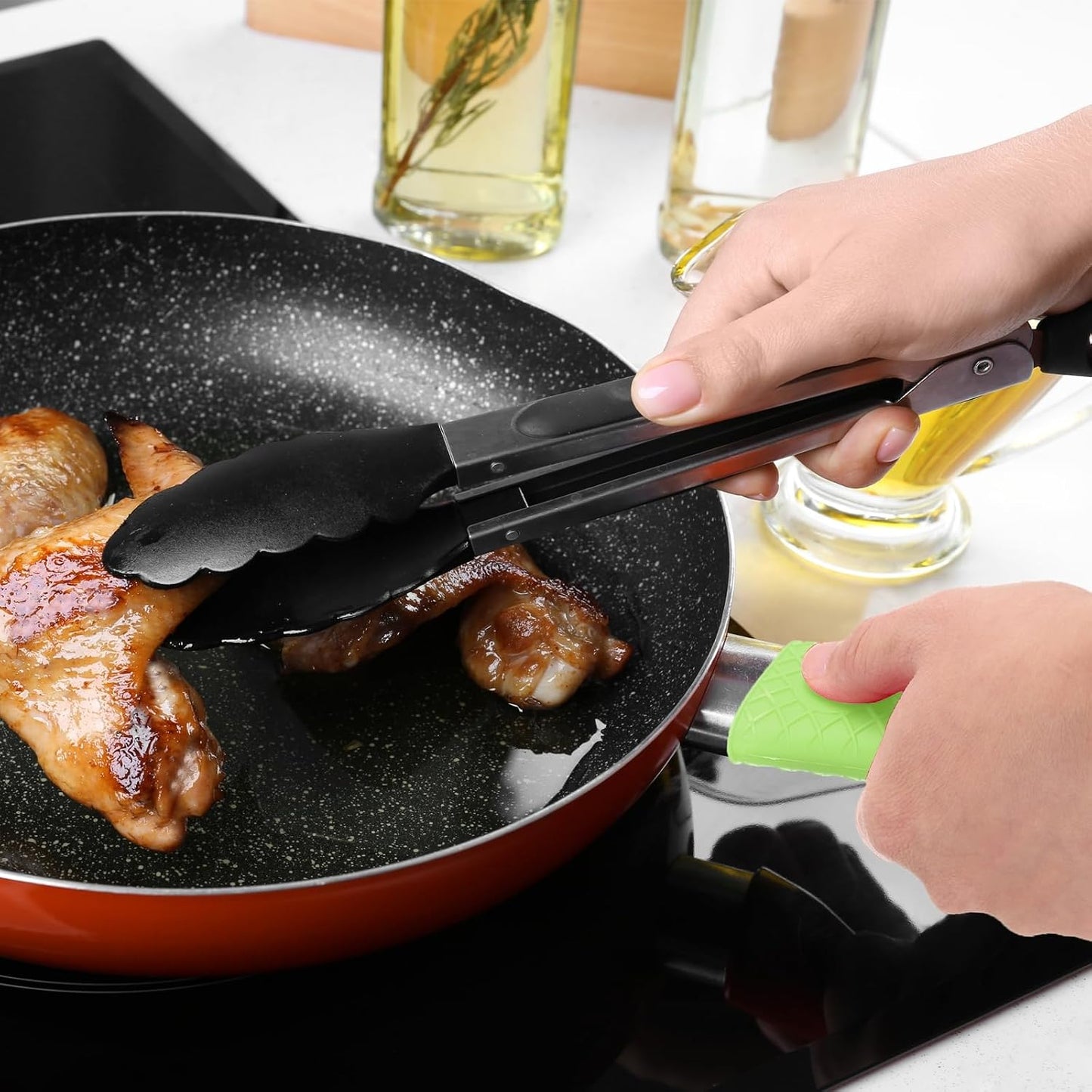 uxcell Silicone Hot Handle Holder, 4Pcs Pot Handle Sleeve Heat Resistant Non-Slip Rubber Pot Handle Sleeve for Frying Pans, Griddles Sleeve Grip Handle Cover, Cookware Handles, Orange