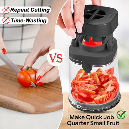 Small Fruit Cutter for Grape, Strawberry, Cherry Tomato (Red)