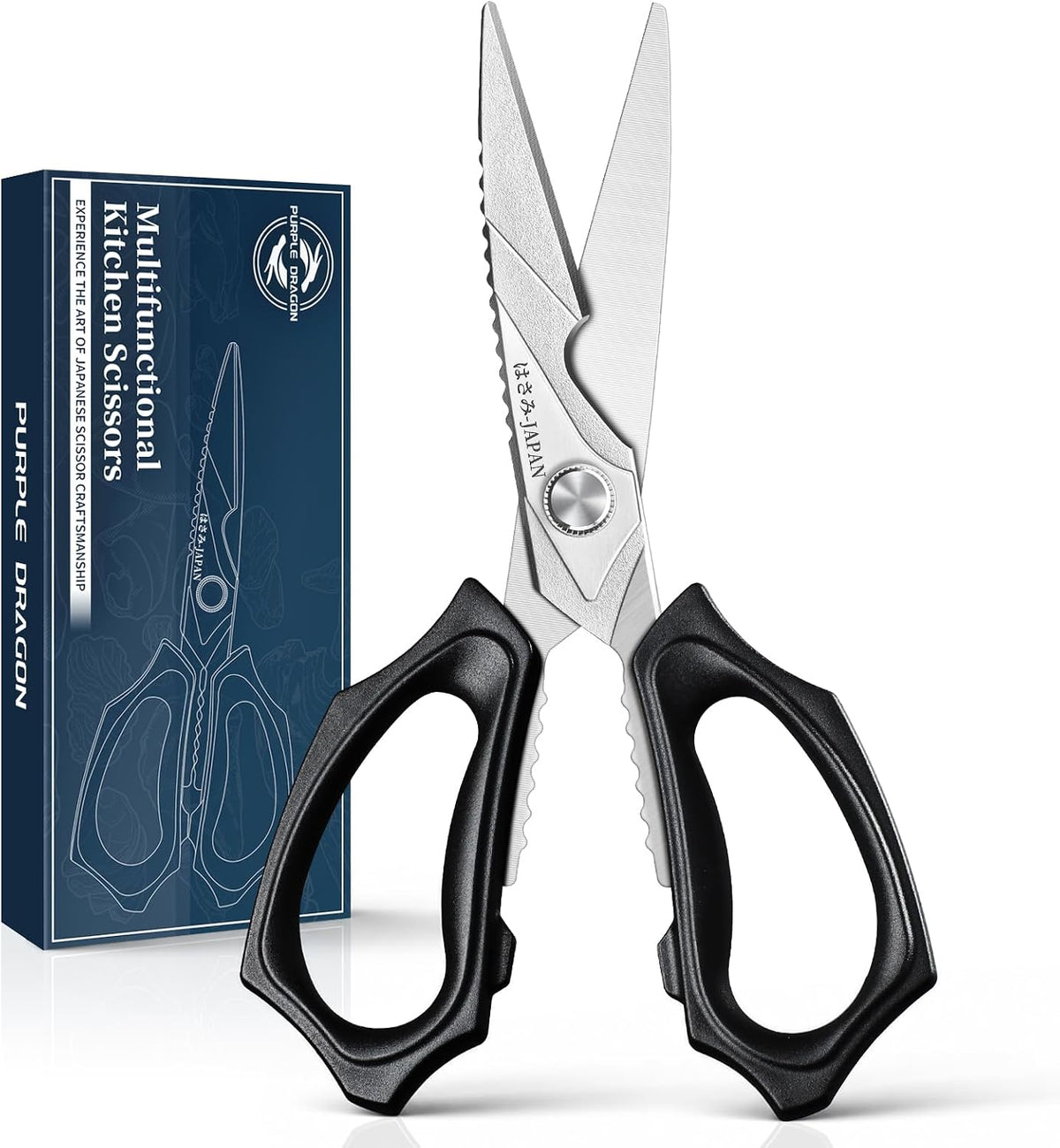 Purple Dragon Kitchen Scissors for Food - Heavy Duty Kitchen Shear Black