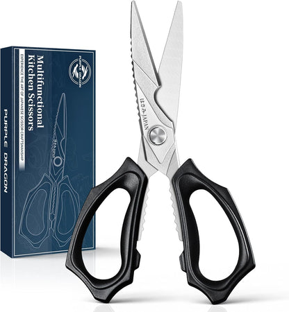Purple Dragon Kitchen Scissors for Food - Heavy Duty Kitchen Shear Black