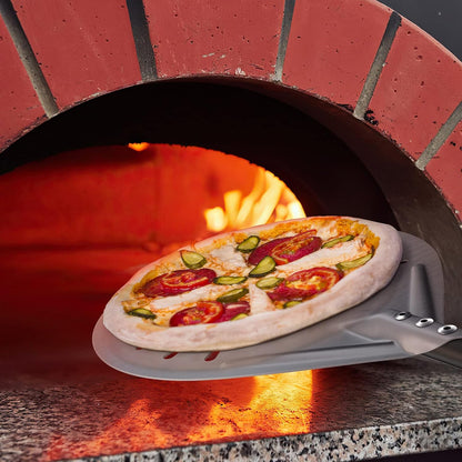 4 Piece Pizza Oven Kit Perforated Pizza Peel 12 Inch Pizza Turning Peel and Pizza Brush Ash Rake Wood Fired Commercial Oven Utensil for Home Restaurant