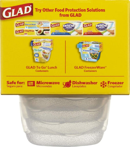 Glad GladWare Tall Entree Food Storage Containers with Lids, Large Square BPA Free Plastic for Meal Prep and Lunches, Lock Tight Seal, Microwave and Dishwasher Safe, 42 Oz, 3 Count