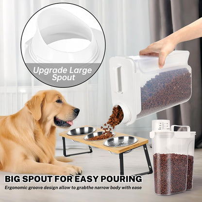 Dog Cat Food Storage Container, Pet Food Pourable Container Airtight with Large Spout & Cup, BPA-Free Plastic Food Dispenser for Pet Food, Bird Seed, Rice, Flour (Dark Gray, 2.5L)