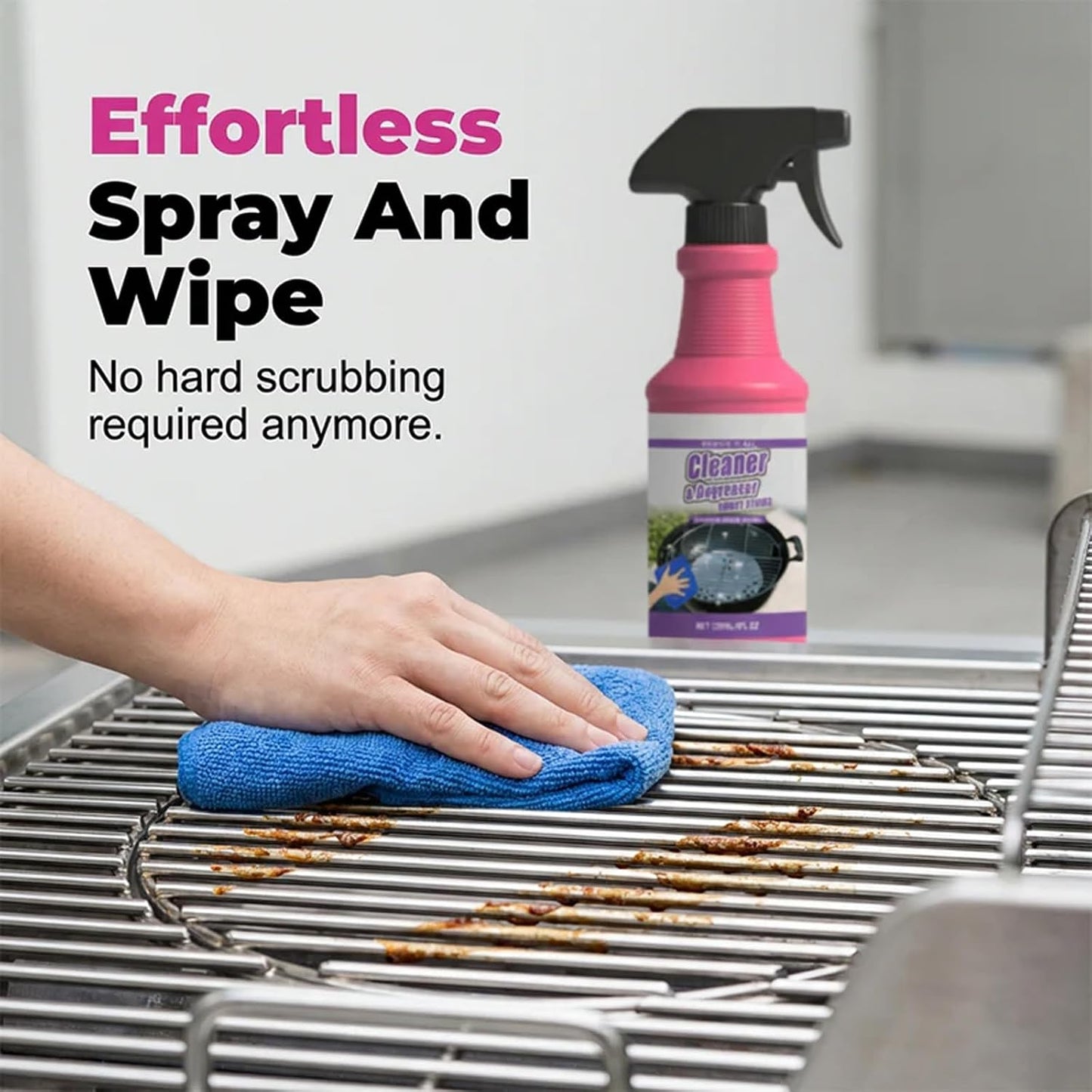 Fast-Acting Heavy-Duty Grill Degreaser Spray, Grill and Smoker Cleaner and Degreaser, BBQ Grill Cleaner, Grill Cleaner for Outdoor Grills, Heavy Duty Degreaser Cleaner Spray (1 PC)