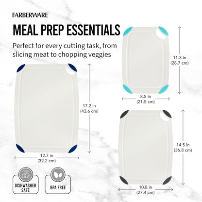 Farberware Cutting Board Set Made from Recycled PET (RPET) with Non-Slip Edges, Durable & Dishwasher Safe, 2-Piece