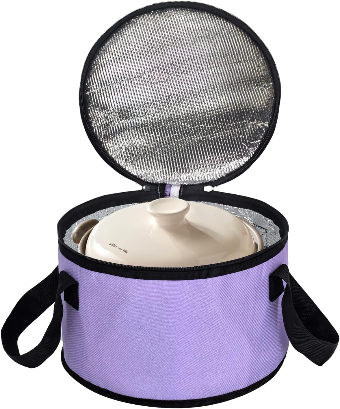 Insulated Cooler Pie Carrier Round Thermal Casserole Carrier,Polyester Fabric Cooler Lunch Bag for Hot or Cold Food transport,Large Size (Purple, Diameter 11 inches)
