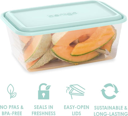 Bentgo Prep - 20-Piece Deep-Dish Storage Containers, Extra-Large 8-Cup Capacity for Meal Prep & Leftovers, Reusable, PFAS & BPA-Free, Durable, Microwave, Freezer, & Dishwasher Safe (Aqua Splash)