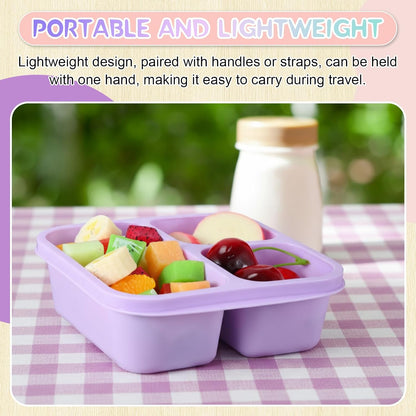 Honeydak 5 Pack Snack Containers 3 Compartment Bento Snack Boxes Divided Meal Prep Containers with Lids Reusable Adults Lunch Food Storage Box for School Work Travel(Elderberry)