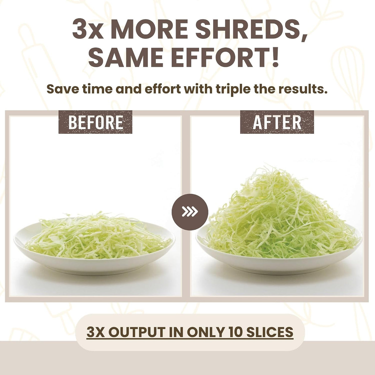 Arnest Japanese mandoline slicer Cabbage Shredder, 3-Blade Triple Wave Ultra-Thin Shredder for Tonkatsu-Style Slaw, Stainless Steel Wave Blades, Safety Holder, Easy-Rinse Clean, Made in Japan