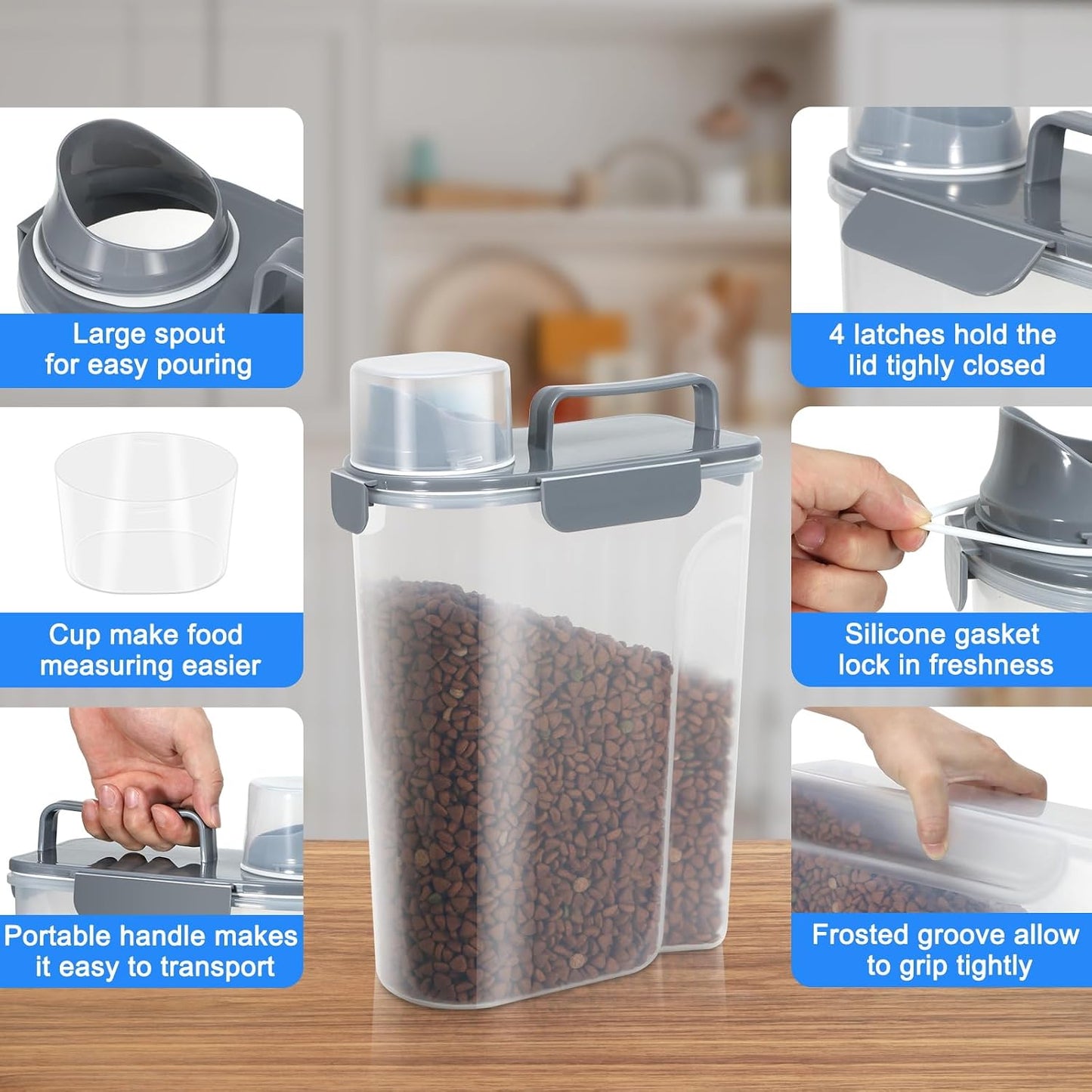 TBMax Pet Food Storage Containers 2 Pack 8-10 Lbs Airtight Dog Food Container Dispenser with Large Spout & Portable Handle, Travel Dog Treat Cat Food Storage Bin Bird Seed Container