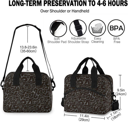 Colorful Leopard Insulated Lunch Bag Rainbow Animals Skin Print Reusable Cooler Lunch Tote Box with Shoulder Strap for Work Picnic School Beach