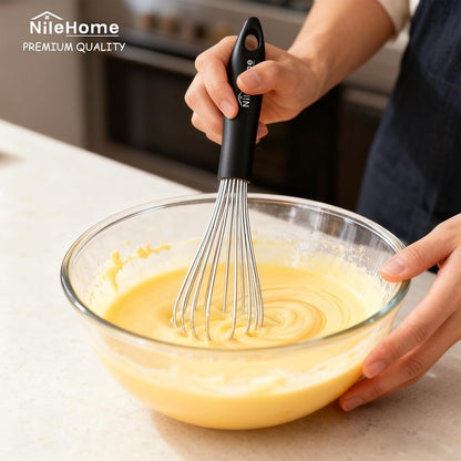 NileHome 3-Pack Stainless Steel Whisk Set, Kitchen Utensils for Cooking