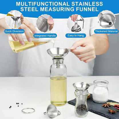 Measuring Cups and Spoons Set 21 Piece, 11 Stainless Steel Nesting Measuring Spoons and Cups with 3 Plastic Measuring Cup, 3 Funnel, 3 Brush, 1 Ruler, Measuring Cup Set for Kitchen Baking Liquid Dry