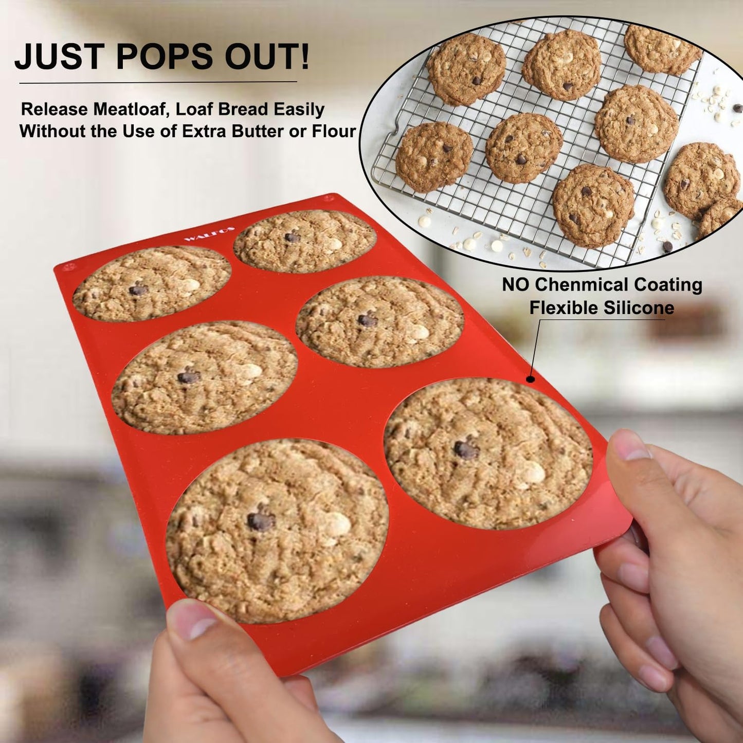 Walfos Silicone Cupcake Pan Set, 2-Piece Mini 24 Cups Muffin Baking Pan, BPA Free and Dishwasher Safe, Non-stick , Great for Making Muffin Cakes, Fat Bombs