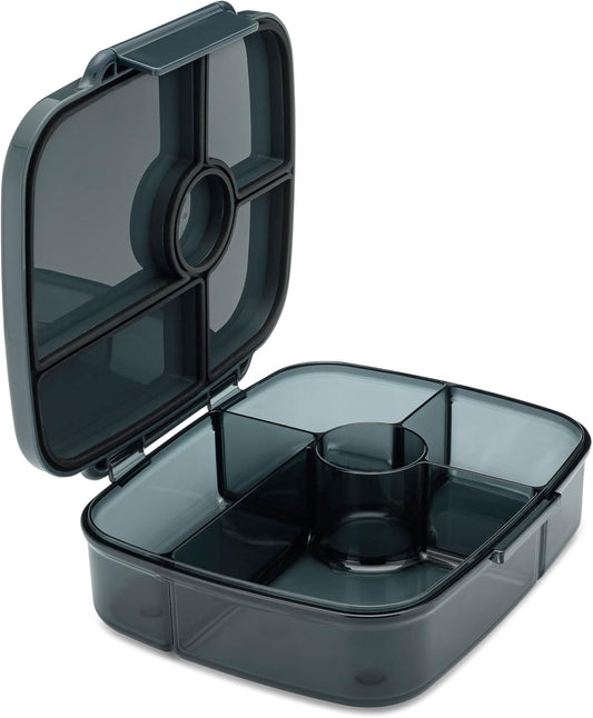 Yumbox Go Leakproof Bento Lunch Box, 5 Compartments, Charcoal Gray | Deep Portioned Tray | Removable Silicone Gasket | Lightweight Construction | Fits Most Lunch Bags | Easy-Clean Design