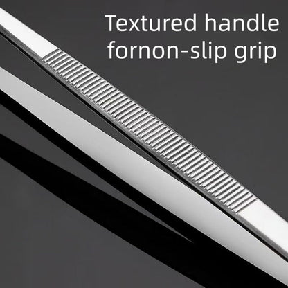 2-Pack 12-Inch BBQ Kitchen Tweezers Tongs, Extra-Long Stainless Steel Cooking Tweezers Dishwasher Safe for Grilling, Baking & Food Prep (12Inch BBQ Tongs)