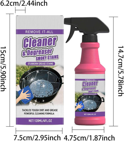 Fast-Acting Heavy-Duty Grill Degreaser Spray, Grease & Burnt Residue Cleaner for BBQ Grates Oven Stovetop Range Hood, Easy-Clean Kitchen Cleaner for Indoor Outdoor Cooking Surfaces (1pc)