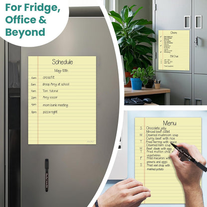 Magnetic Dry Erase Board - 8.5”x11” Dry Erase Whiteboard in 3 Colors - Reusable Blank Whiteboard for Fridge – 6 Dry Erase Markers Included