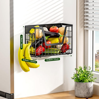 2 Set Magnetic Shelf for Fridge, Potato & Onion Storage Bins, Magnetic Fruit Basket for Refrigerator Pantry Kitchen Counter Laundry Organizer, Fridge Magnetic Spice Rack Magnet Fridge Storage