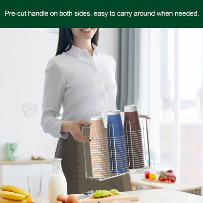 Disposable Coffee Cup Dispenser with Handles, Countertop or Wall Mount Hot/Cold Drink Cup and Lid Holder - Bathroom/Kitchen/Office Acrylic Cup Lid Storage Organizer (1 Compartment, Clear)