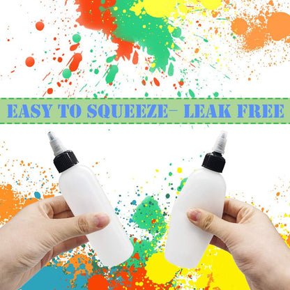 20-Pack 4oz/120ml Plastic Boston Squeeze Bottles with Twist Top Cap