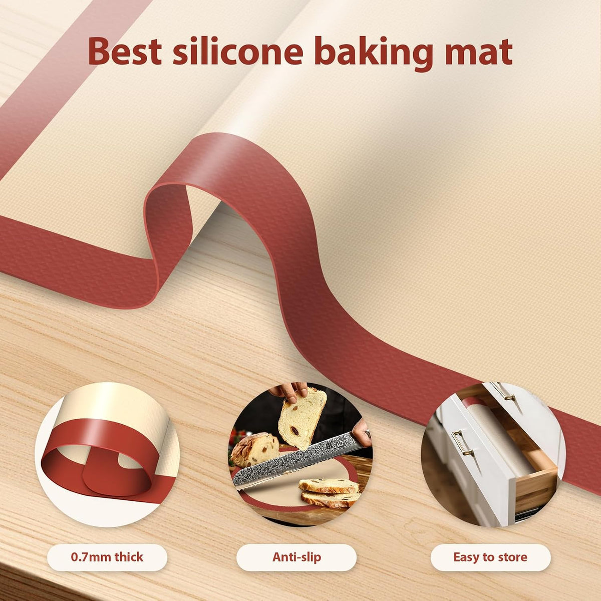 Silicone Baking Mat, Nonstick & Reusable