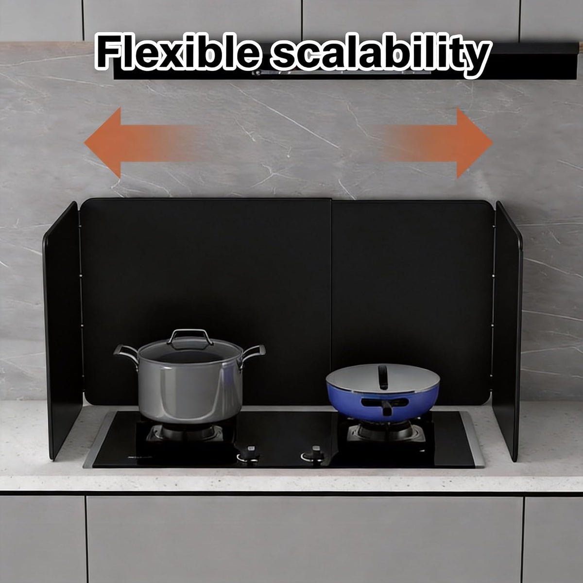 Foldable Kitchen Splash Guard, U-Shaped or 2 L-Shaped Stove Backsplash