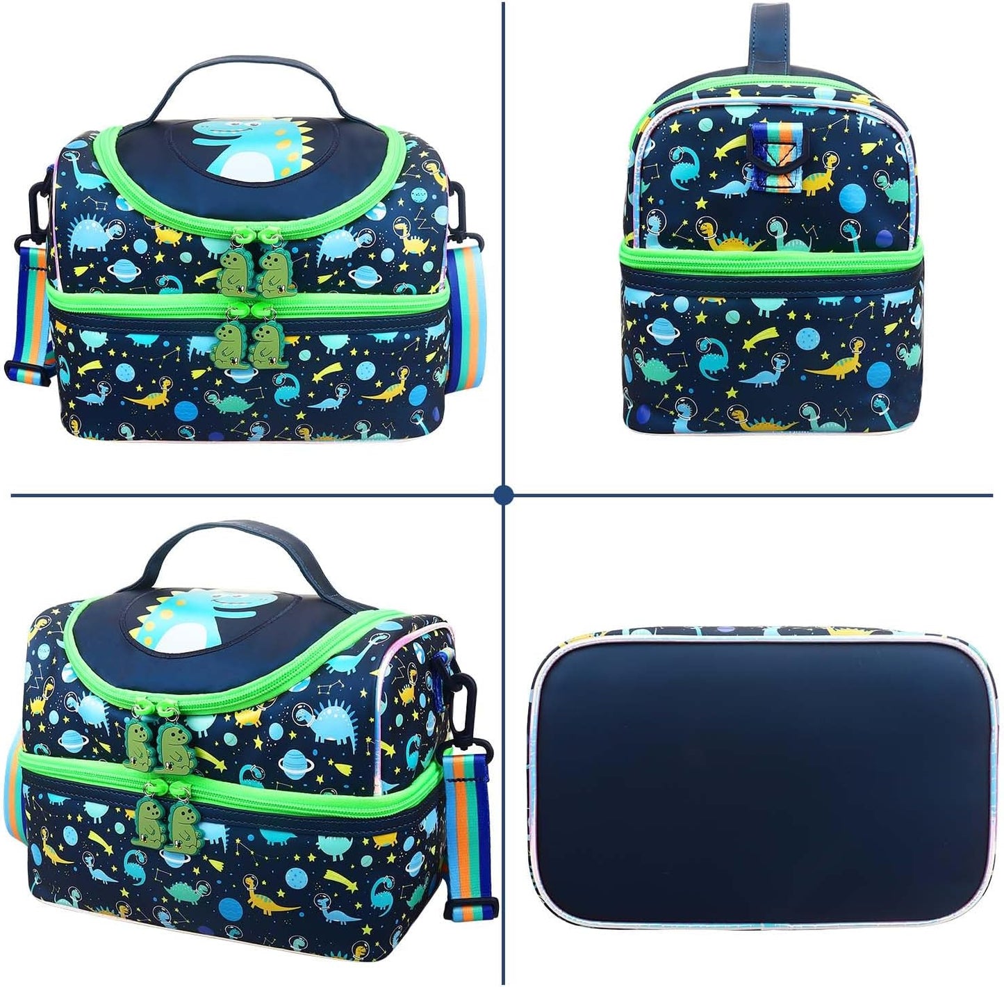 RHCPFOVR Kids Lunch Bag - Double - Decker Cooler Insulated Lunch Box for Boys Girls,Washable Lunch Bag with Strap and Reusable Toddler Lunchbox for School and Daycare