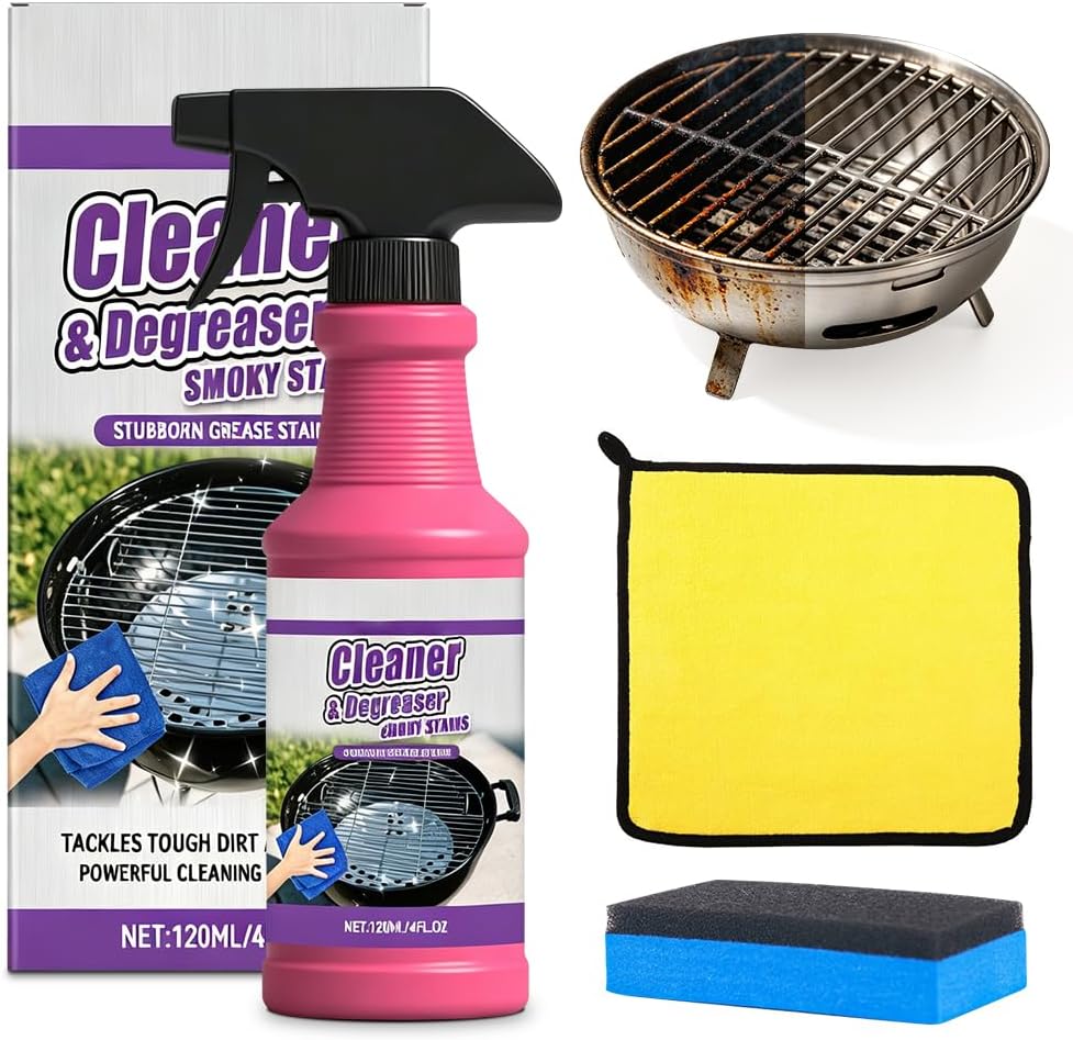 1 Pcs Fast Acting Heavy Duty Grill Degreaser Spray Set, 2026 New Multifunctional Fast Clean BBQ Grill Degrease, Grease Remover Cleaning Spray for Outdoor Grills Kitchen