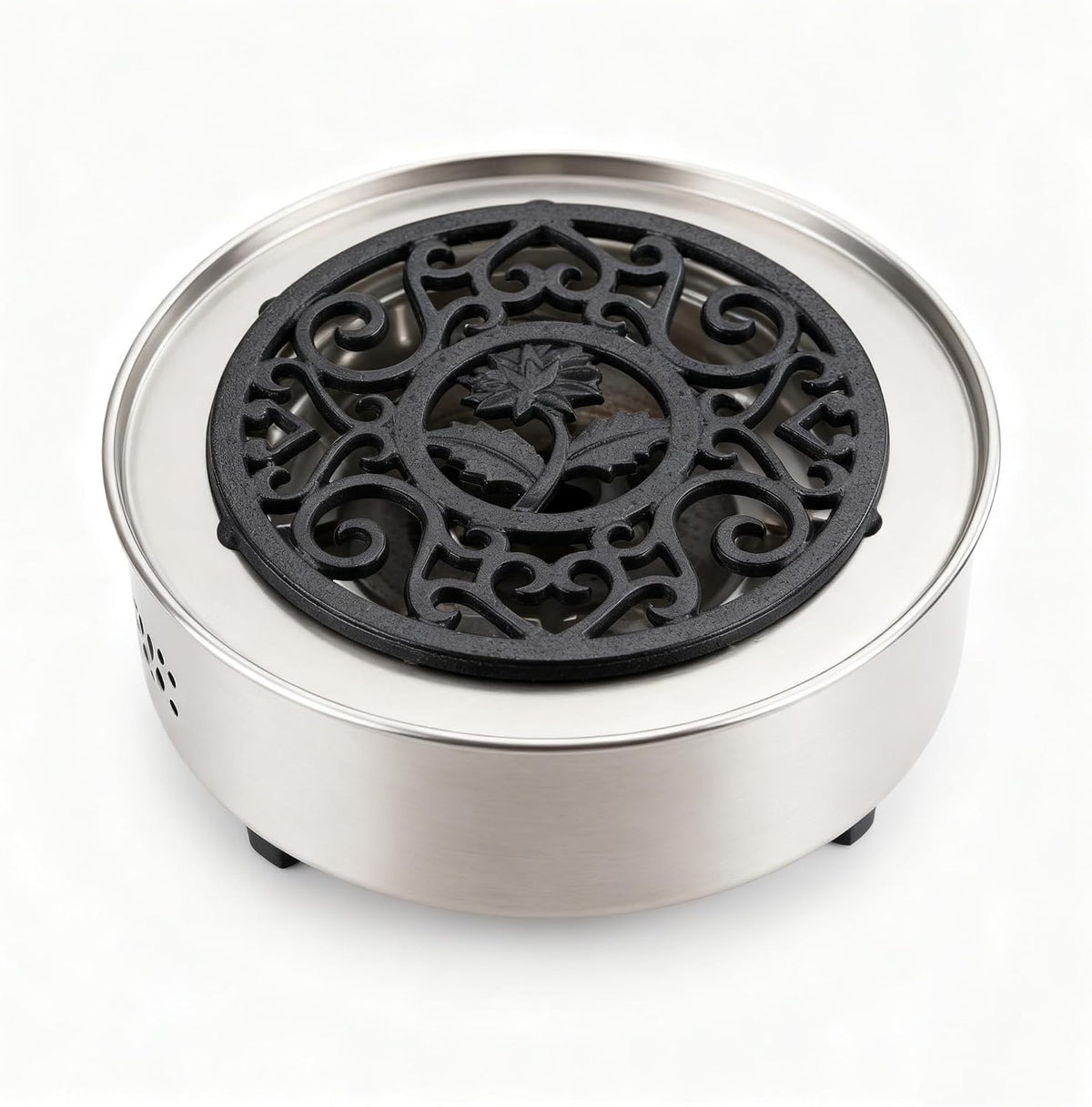 Vintage Cast Iron Trivet with Legs, Black, 5.2inch