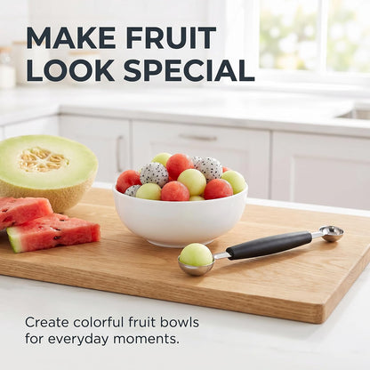 2 in 1 Stainless Steel Melon Ballers Melon Scoop,Double-Sided Fruit Melon Baller Spoon, Suitable Watermelon Cantaloupe Ice Cream Comfortable Non-Slip Grip Kitchen Utensils and Gadgets