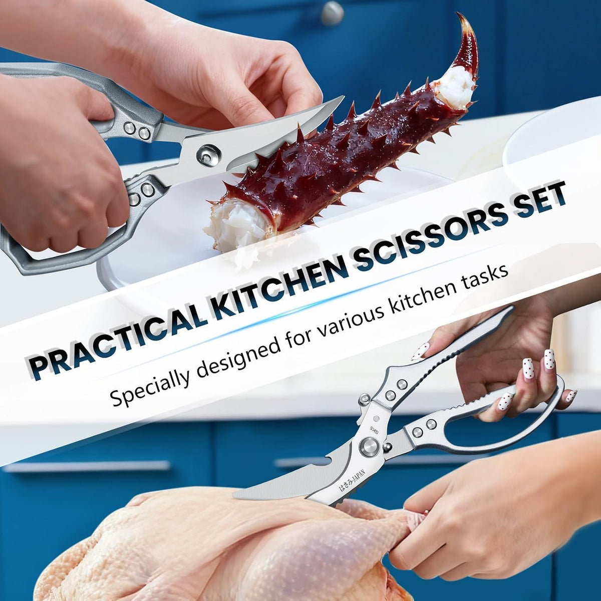 Huusk Heavy Duty Poultry Scissors - Kitchen Scissor for Food Brown