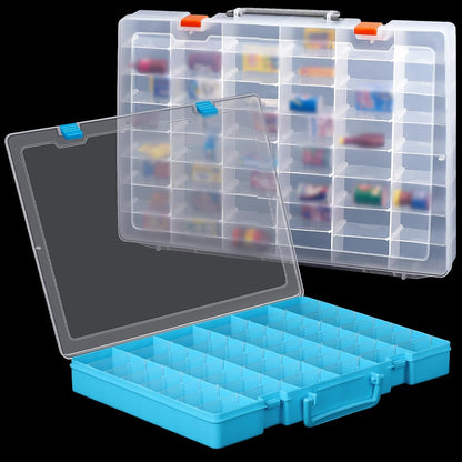 Juexica 2 Pcs Large 48 Grids Plastic Storage Bead Organizer Box, Tackle Box, Compartment Organizer Container with Adjustable Dividers for Jewelry Art Crafts Toys Screw Small Parts(Clear)