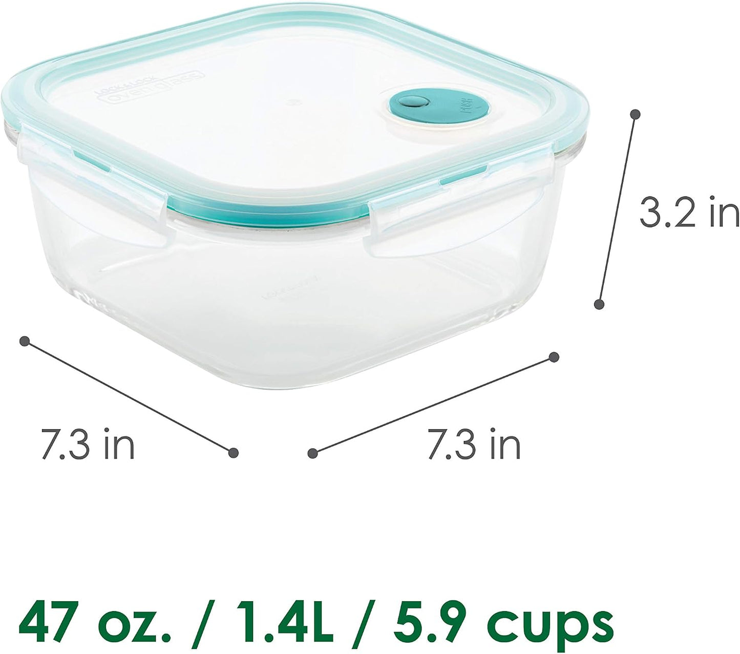 LOCK & LOCK Ovenglass Heat Resistant Glass Round Food Storage Container with Steam Vent, 32.12-oz / 4.02-cup