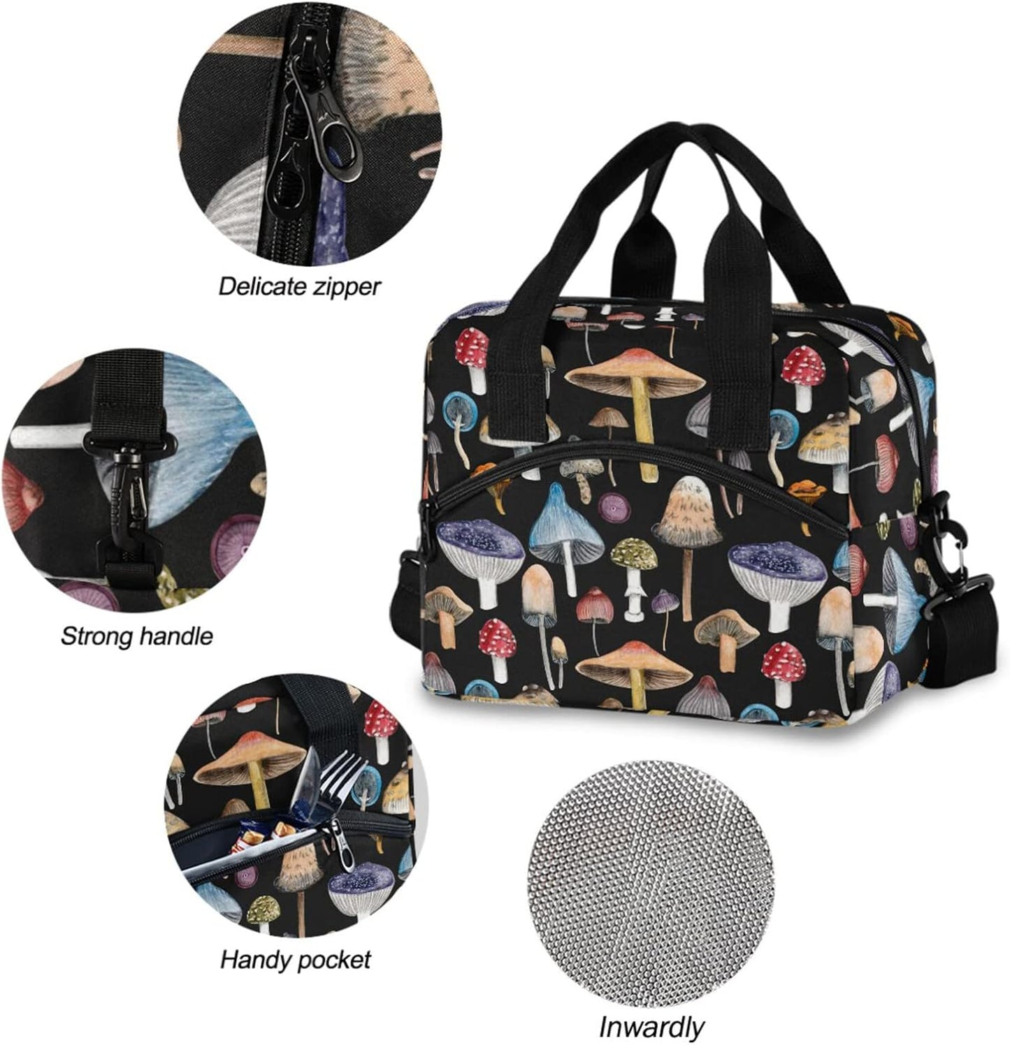 Colorful Leopard Insulated Lunch Bag Rainbow Animals Skin Print Reusable Cooler Lunch Tote Box with Shoulder Strap for Work Picnic School Beach
