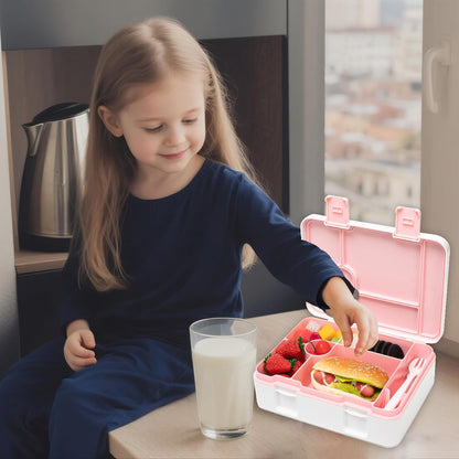 Kids Bento Lunch Box with 6 Compartments Girls Lunch Box with Lunch Bag,Stainless Steel Water Bottle,Ice Pack & Utensils Set,Birthday Gifts for Ages 3-12 Back to School Toddler Girls