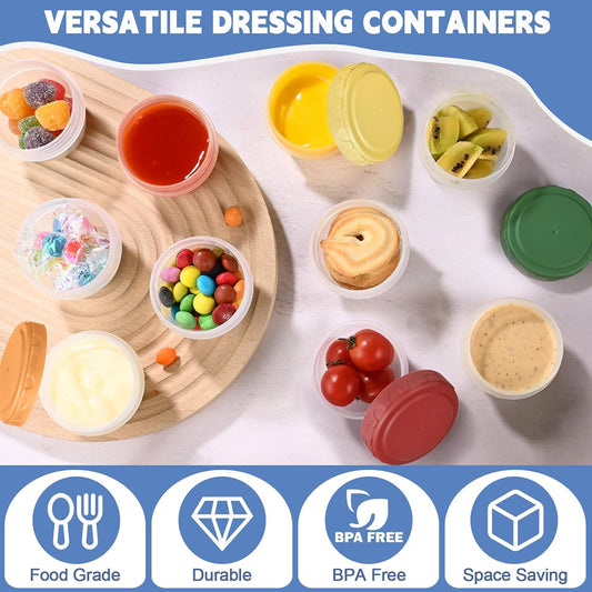 6pcs 10 oz Small Plastic Containers with Lids, Salad Dressing Container Reusable Small Food Storage Containers for Meal Prep, Leakproof, Microwave Dishwasher Freezer Safe, BPA-Free