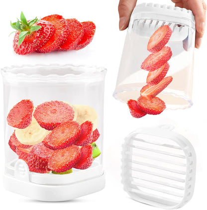 Creative Strawberry Slicer, Detachable Cutter with Push Plate (White)