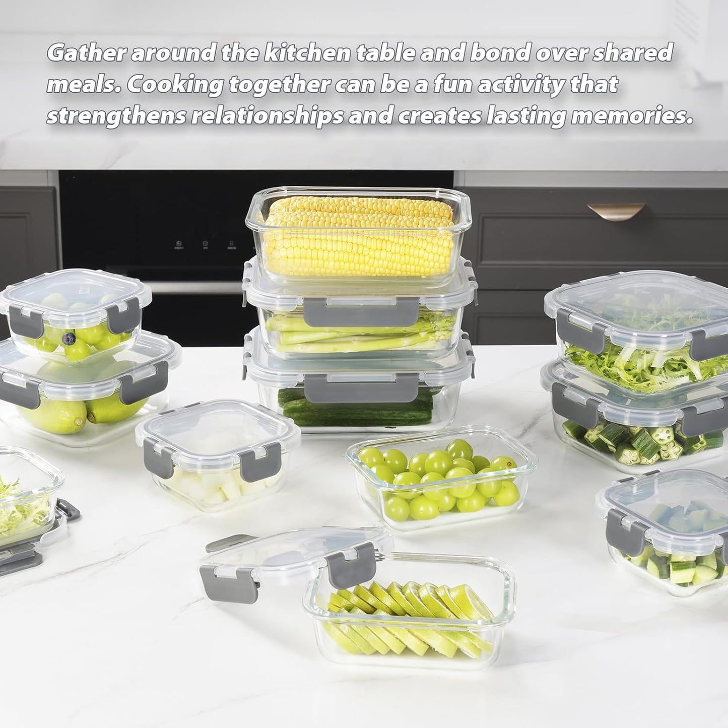 Glass Food Storage Containers with Lids, [18 Piece] Glass Meal Prep Containers, Containers for Food Storage with Lids, BPA Free & Leak Proof (9 Lid & 9 Container)