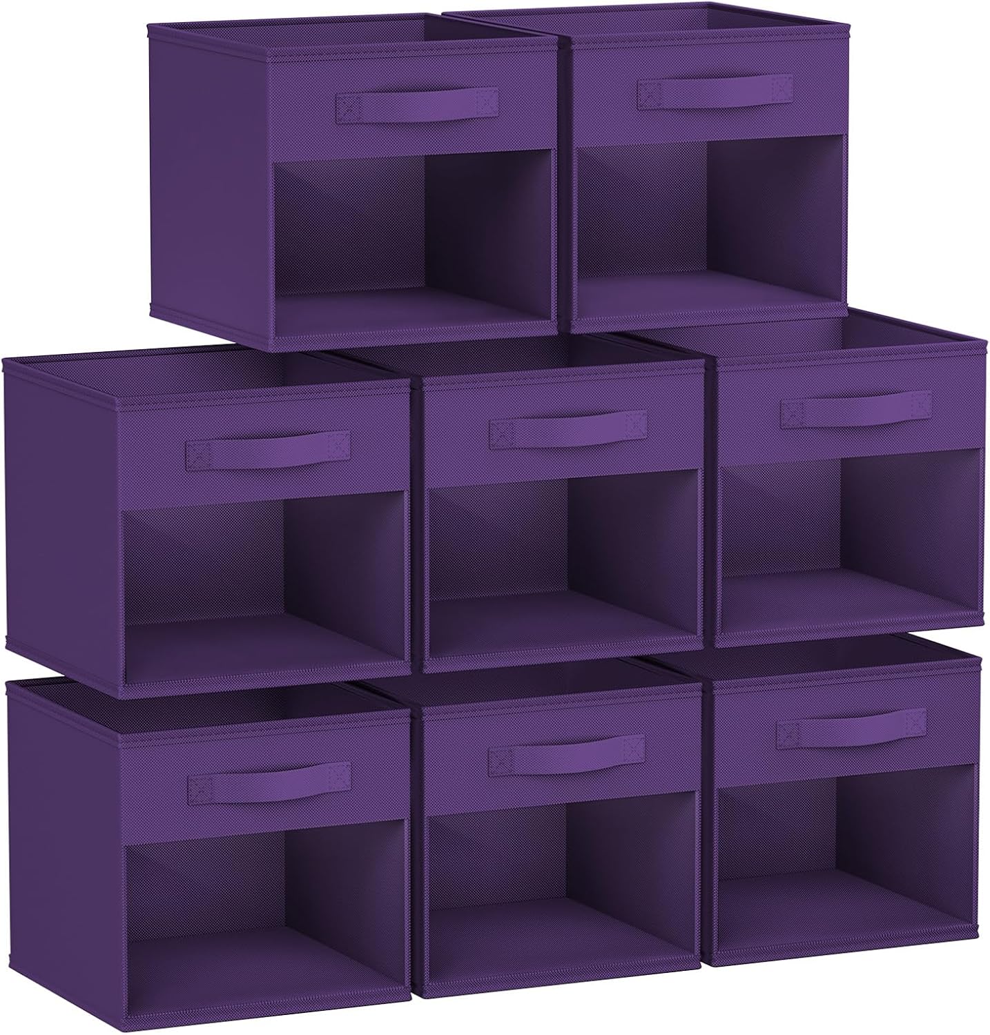 DIMJ Storage Cubes, 11x 11 inch Cube Storage Bin, 6 Pack Closet organizers and storage Bins with Window, Collapsible Baskets with Handle for Shelves, Clothes, Toys, Books (Grey)