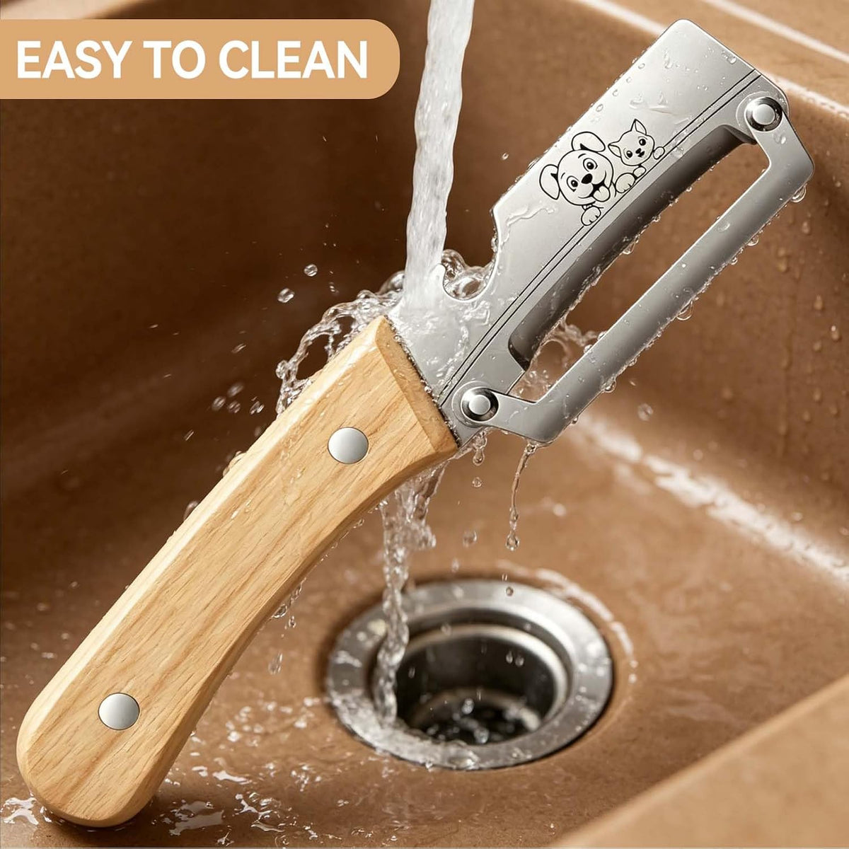 Vegetable Peeler Wooden Handle Sharp Steel Blade with Bottle Opener