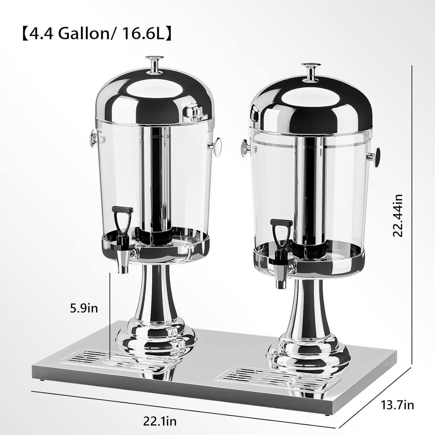 ROVSUN 4.4 Gallon/ 16.6L Drink Dispenser for Parties, Beverage Dispenser with Stand, Drink Dispenser Water Juice Dispenser Stainless Steel with Ice Container, Hot & Cold Drinks for Catering Buffet