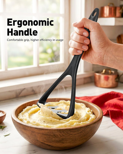 2-Pack Silicone Potato Masher - Heavy Duty, Non-Scratch, Dishwasher Safe
